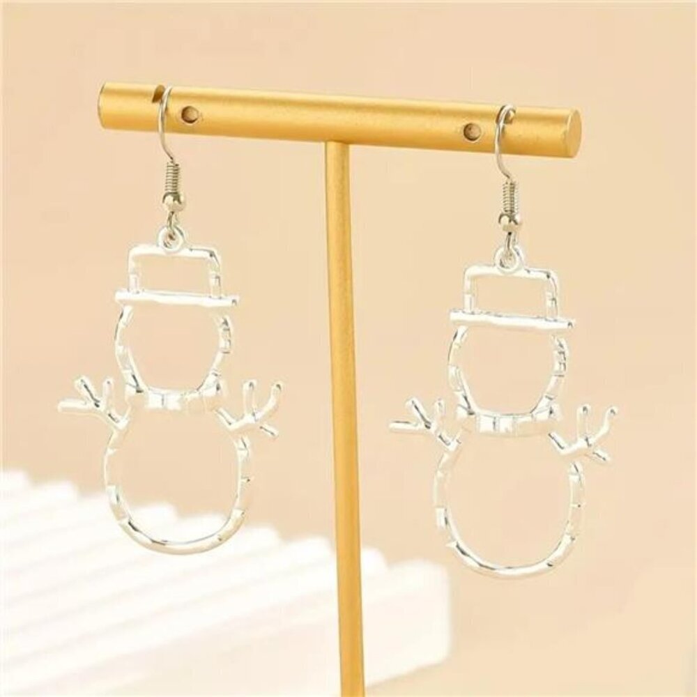 Snowman Zircon Earrings for Women Holiday Sparkle - Picture 4 of 8